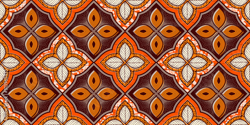 african fashion seamless pattern ornament in vibrant colours, picture art and abstract background for Fabric Print, Scarf, Shawl, Carpet, Kerchief, Handkerchief, vector illustration file EPS10. 
