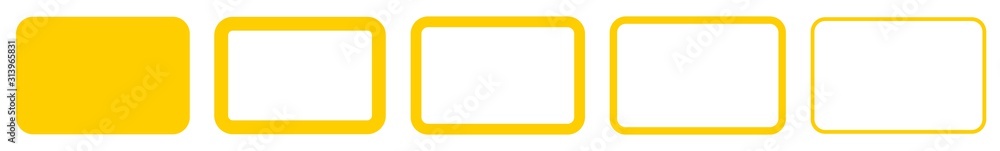 Rectangle Icon Yellow | Rounded Rectangles | Blank Box Symbol | Empty Frame Logo | Button Sign | Isolated | Variations - obrazy, fototapety, plakaty 
