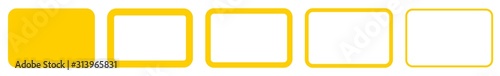 Rectangle Icon Yellow | Rounded Rectangles | Blank Box Symbol | Empty Frame Logo | Button Sign | Isolated | Variations
