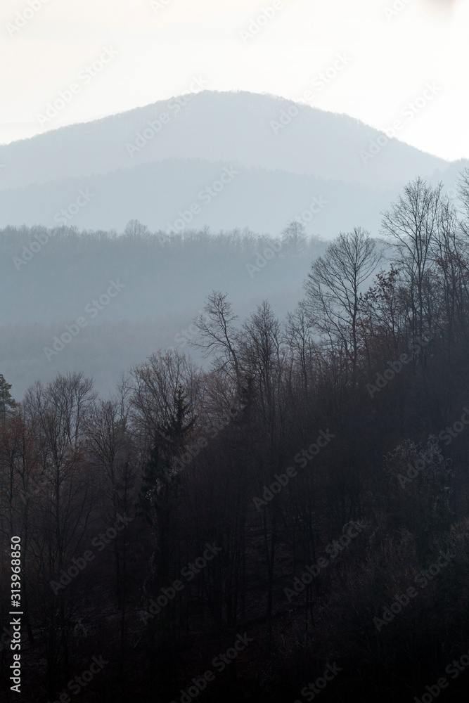 Fototapeta premium View of the North Hungarian Mountains from the Medves plateau