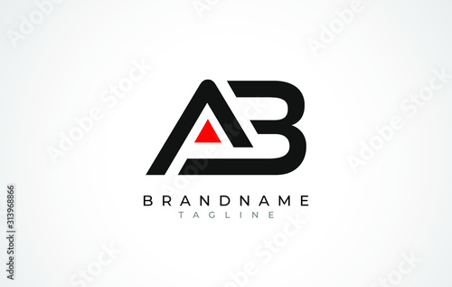 A B Logo. AB Letter Logo Design with Black and Red Color.