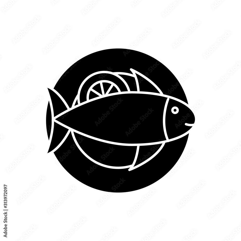 Fish lemon food icon. Simple diet icons for ui and ux, website or mobile application Fish lemon food icon. Simple diet icons for ui and ux, website or mobile application