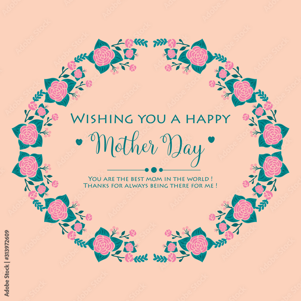 Unique shape of leaf and flower frame, for cute happy mother day invitation card design. Vector Unique shape of leaf and flower frame, for cute happy mother day invitation card design. Vector