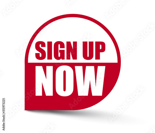 red vector banner sign up now