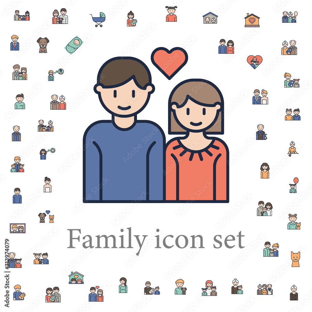 Fototapeta premium couples in love icon. family icons universal set for web and mobile