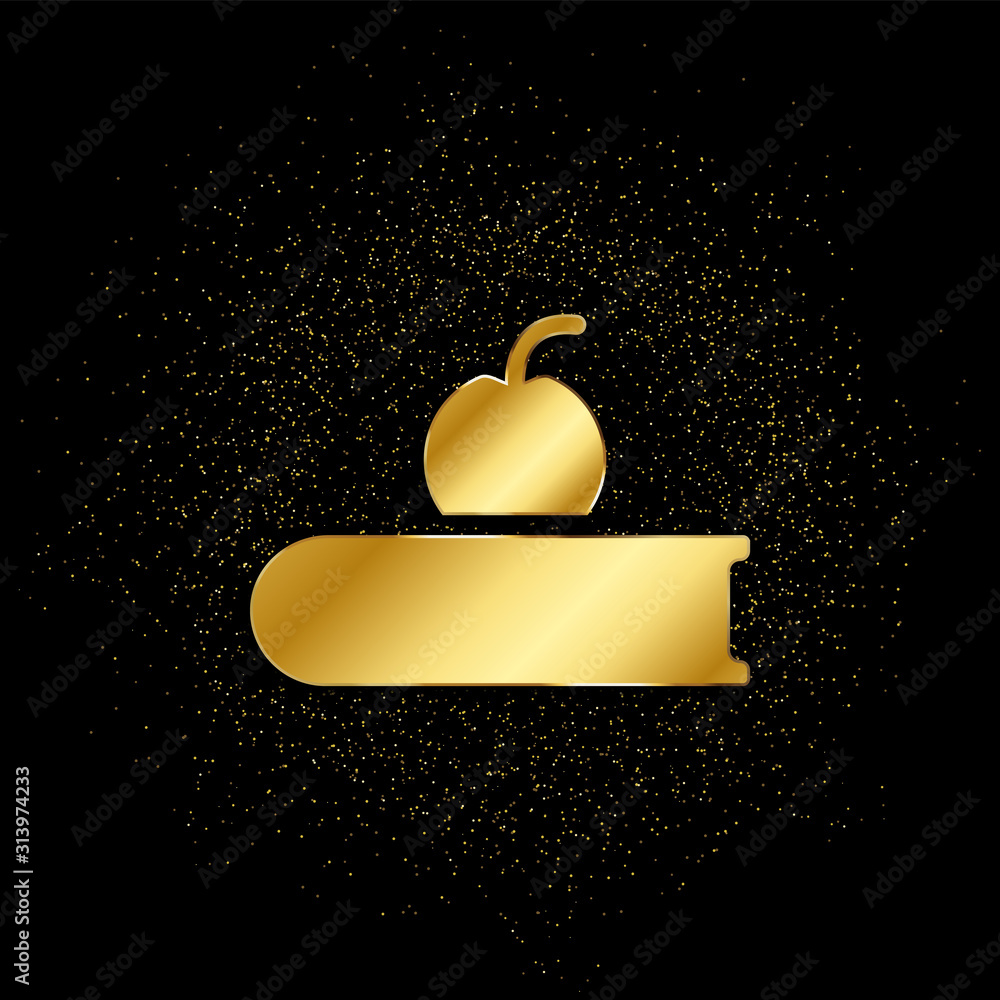 book, apple gold icon. Vector illustration of golden particle background.  isolated vector sign symbol - Education icon black background Stock Vector  | Adobe Stock