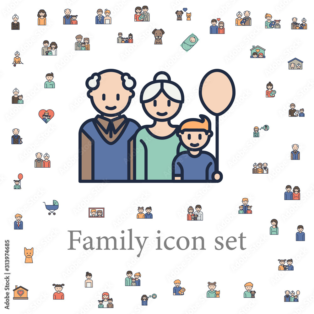 grandparents with grandson icon. family icons universal set for web and mobile