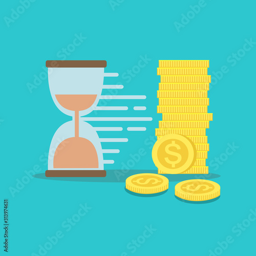 Time is money concept. Financial investment, pension fund plan, saving account, banking vector illustration.
