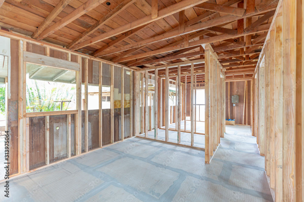 © Kelly Headrick - Interior construction home remodel framing project