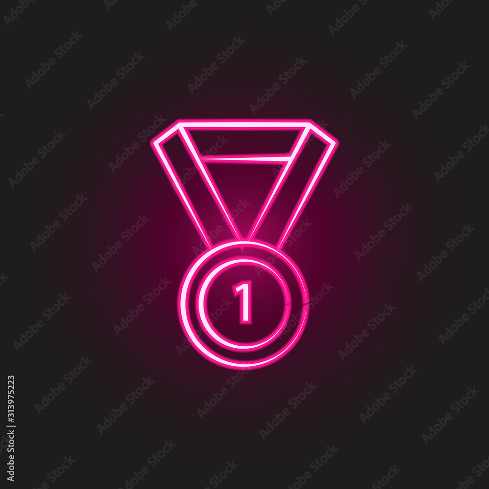 Medal neon style icon. Simple thin line, outline vector of fitness icons for ui and ux, website or mobile application Medal neon style icon. Simple thin line, outline vector of fitness icons for ui and ux, website or mobile application