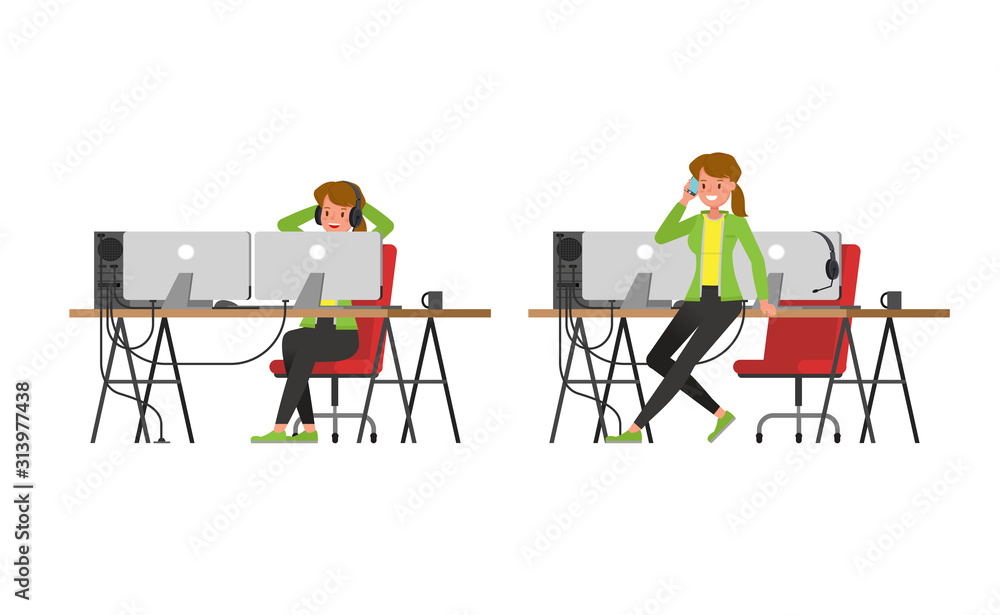 The gamer woman character vector design. no6 The gamer woman character vector design. no6