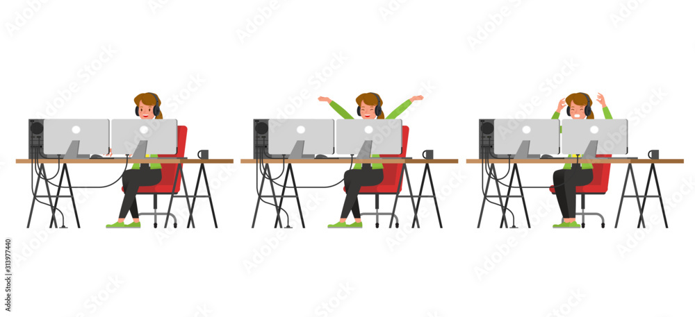 Fototapeta premium The gamer woman character vector design. no7