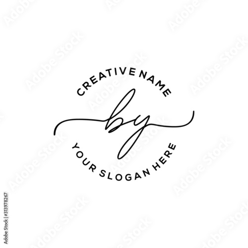 Initial letter BY Signature handwriting Logo Vector