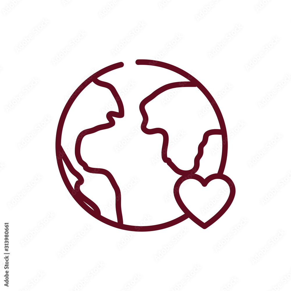 Isolated heart and world vector design Isolated heart and world vector design