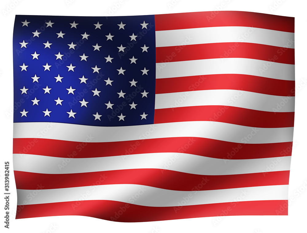 Naklejka premium Waving national flag (USA / stars and stripes)