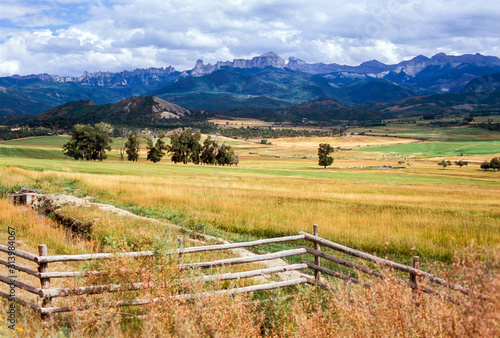 Zig-Zig Rail Fence and San Juan Mountains, Ridgeway, Colorado