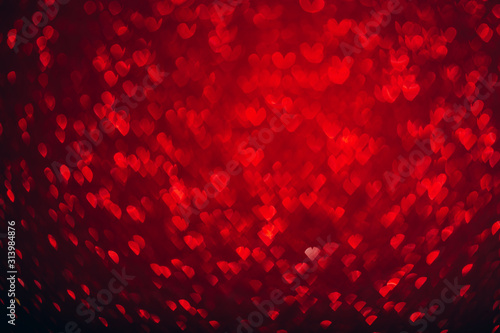 Valentine's day red background Hearts shape bokeh.