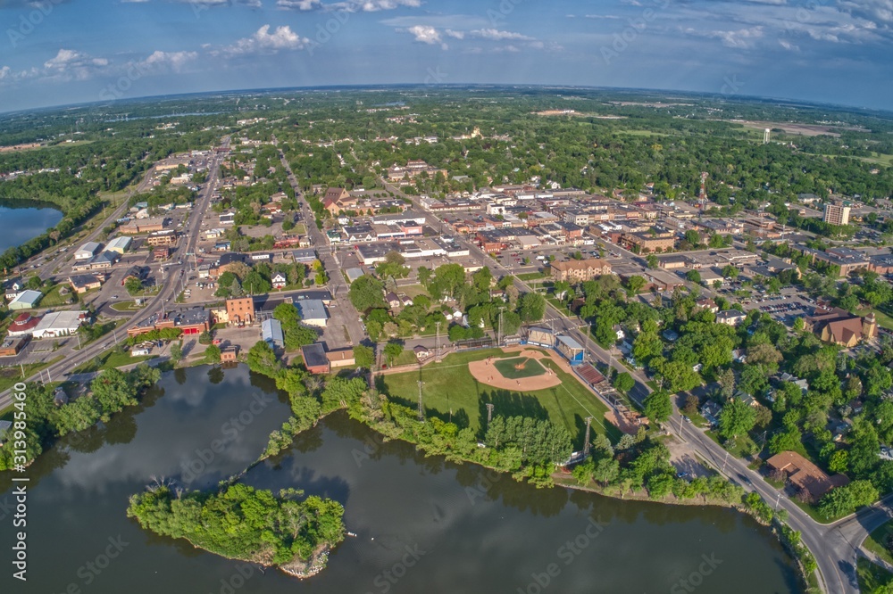 Aerial view of downtown Alexandria, Minnesota