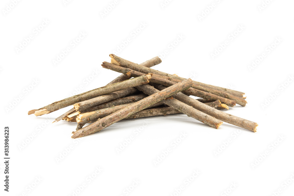 Stacked small wooden bars isolated on white background Stacked small wooden bars isolated on white background