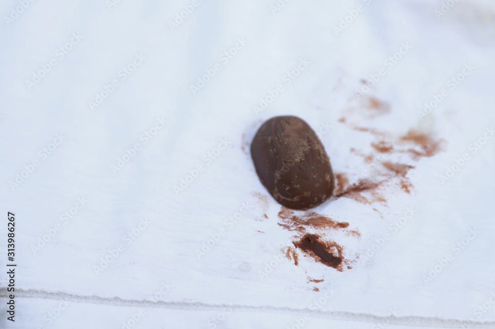 dirty chocolate satin on cloth for cleaning concept dirty chocolate satin on cloth for cleaning concept