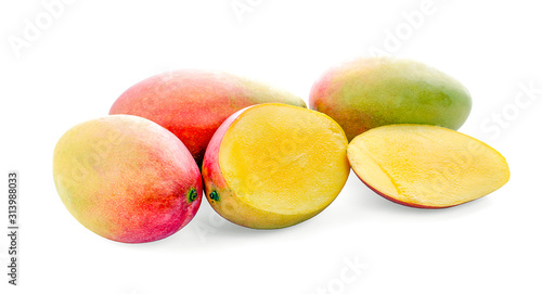 Ripe mango an isolated on white background. Clipping Path