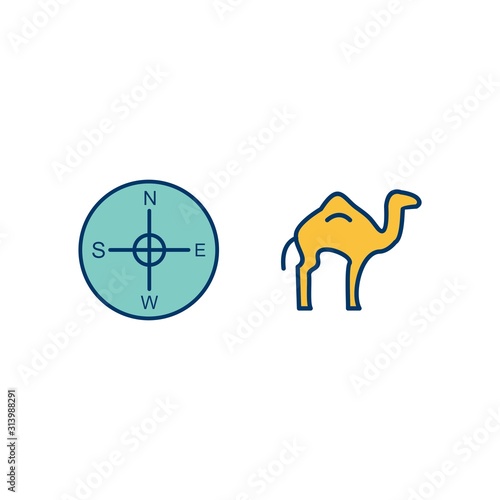 Set of 2 ramadan Icons on White Background Vector Isolated Elements... photo