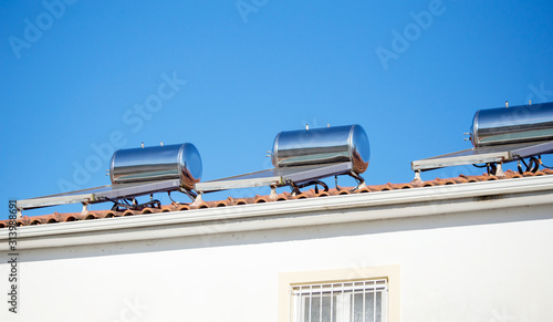 solar heater panels on the roof