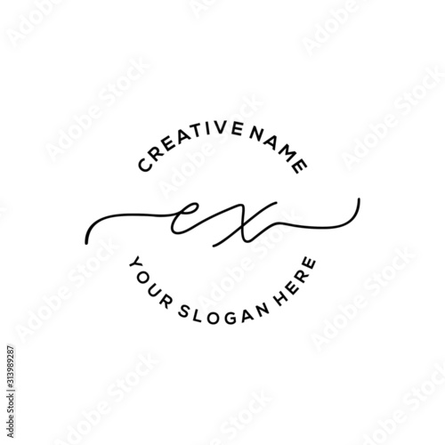 Initial letter EX Signature handwriting Logo Vector photo