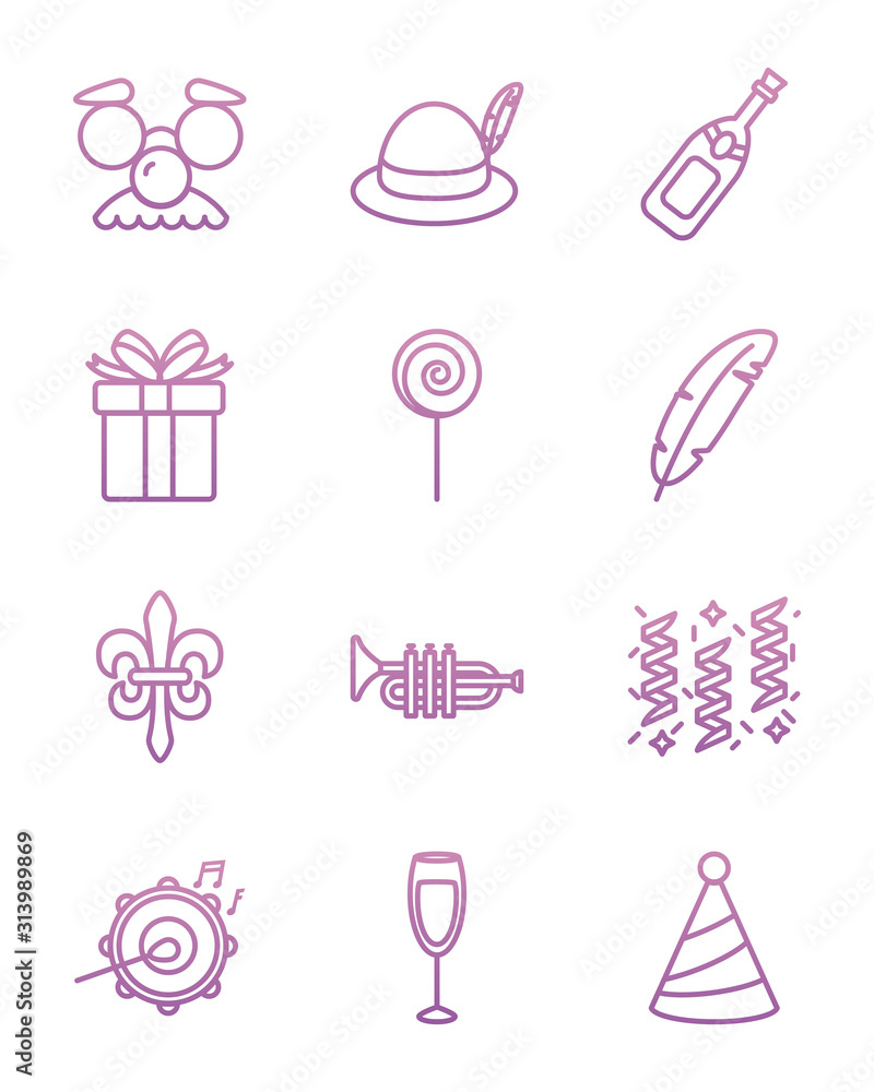 Party and celebration icon set vector design Party and celebration icon set vector design