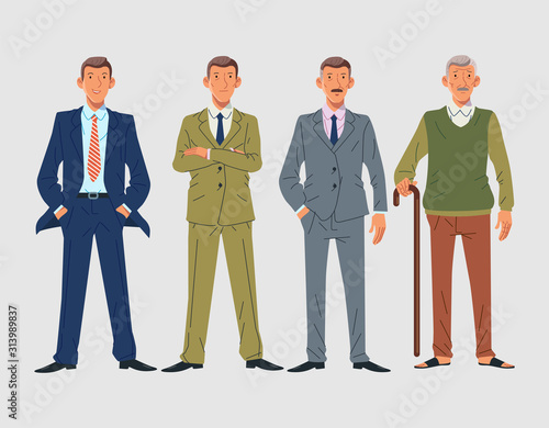 character of man in different ages flat design vector