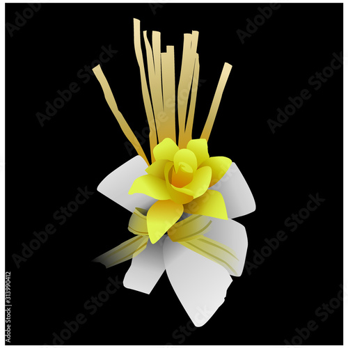Dok Mai Chan or Thai Artificial Flower with on Dark background, vector illustration, Sandalwood flowers for the Royal Cremation.