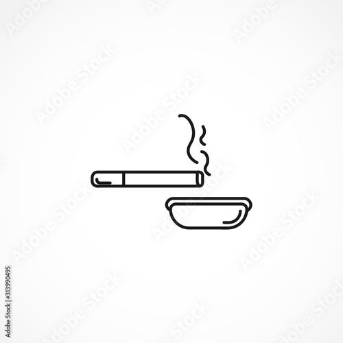 ashtray with cigar vector icon on white background