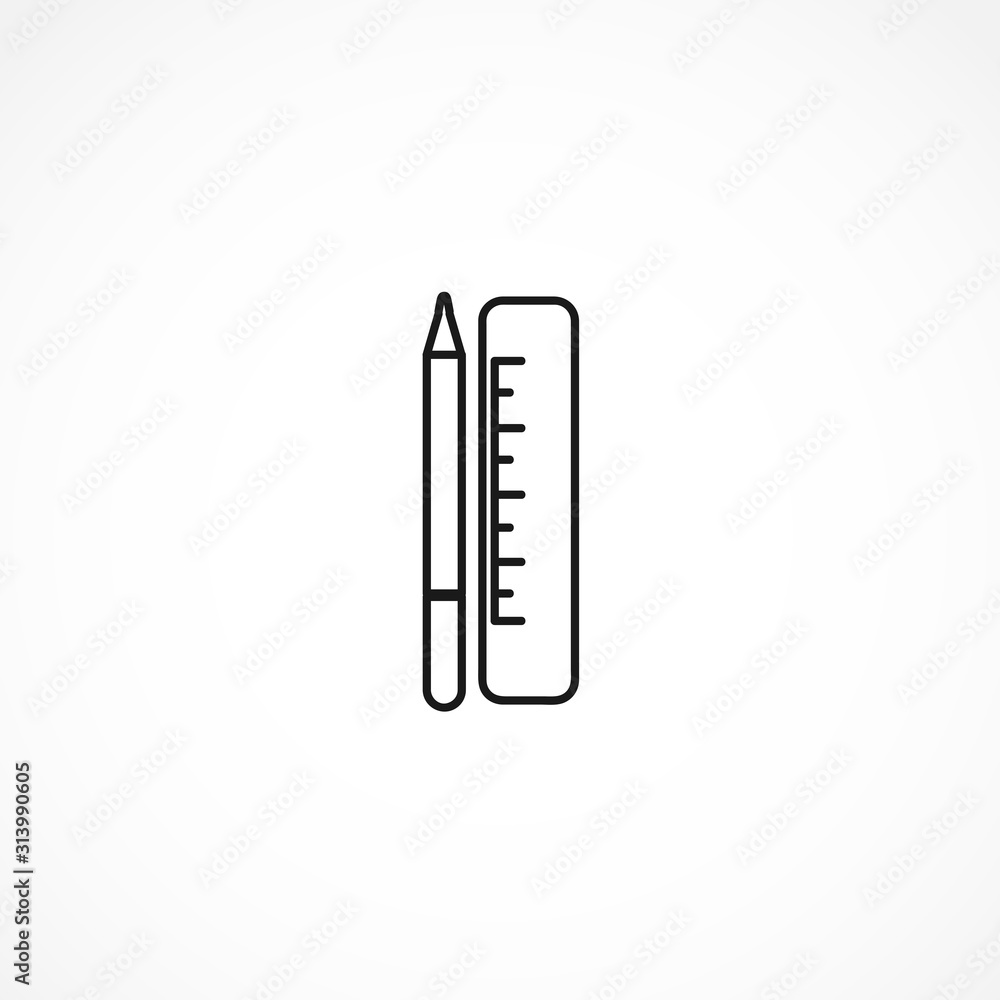Ruler and pencil icon. chancery vector icon on white background Ruler and pencil icon. chancery vector icon on white background
