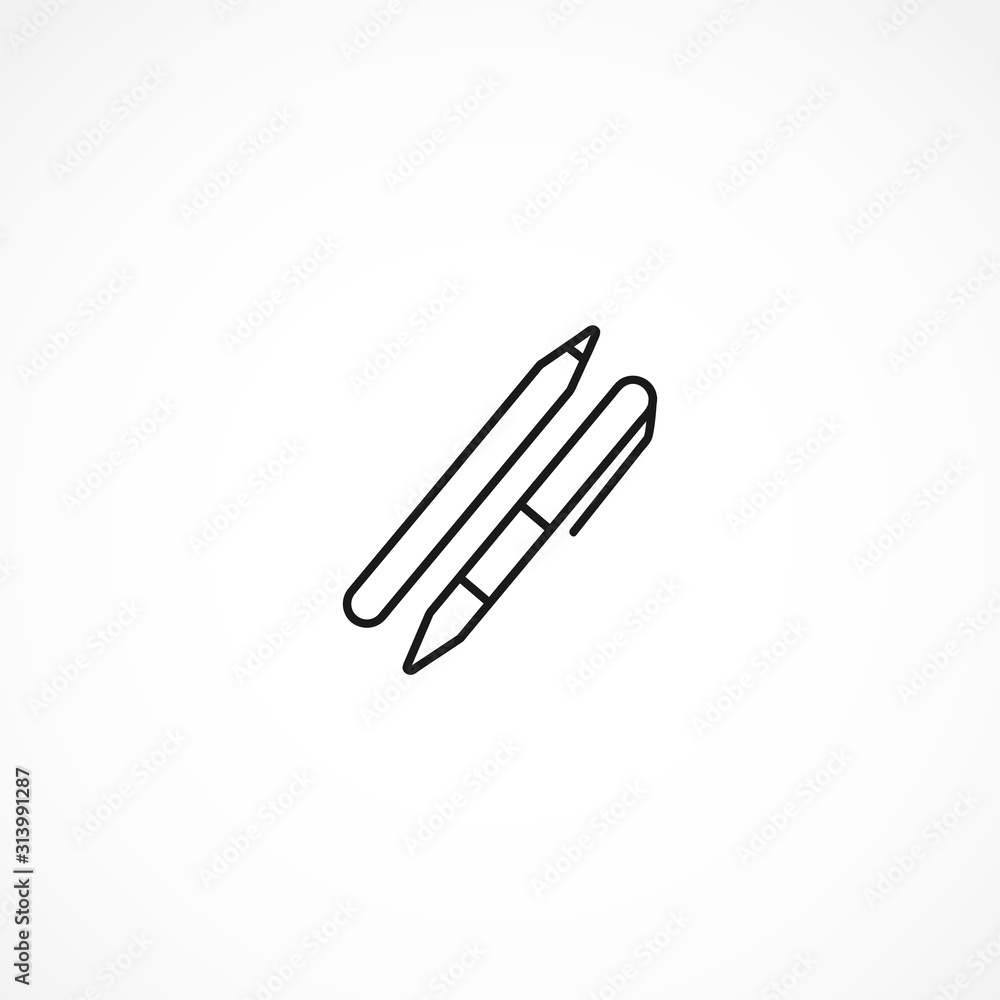 pencil and pen vector icon on white background pencil and pen vector icon on white background