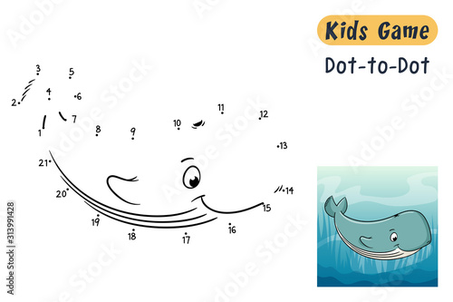 Connect the dots. Funny cartoon game for kids, with solution. Vector illustration with separate layers.