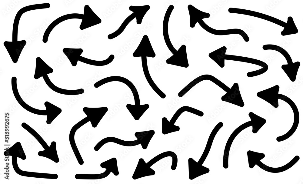 Set of black curved arrows isolated on light background. Set of black curved arrows isolated on light background.