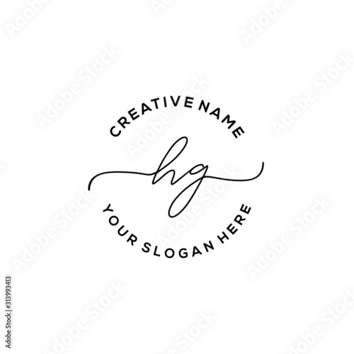 Initial letter HG Signature handwriting Logo Vector photo