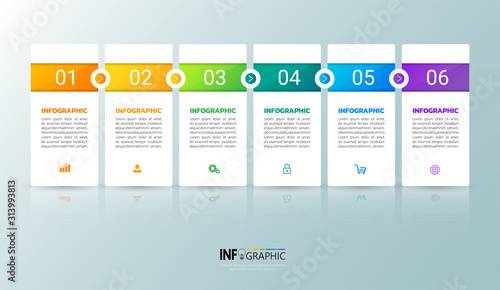 Business Infographics template with 6 steps