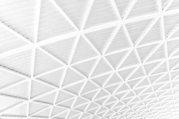 Modern white roof of architecture building structure with steel.