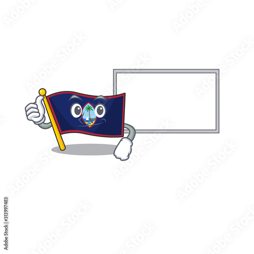 Thumbs up of flag guam cartoon design with board