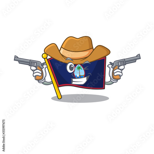Flag guam dressed as a Cowboy having guns