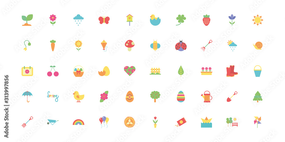 Fototapeta premium bundle of spring set icons