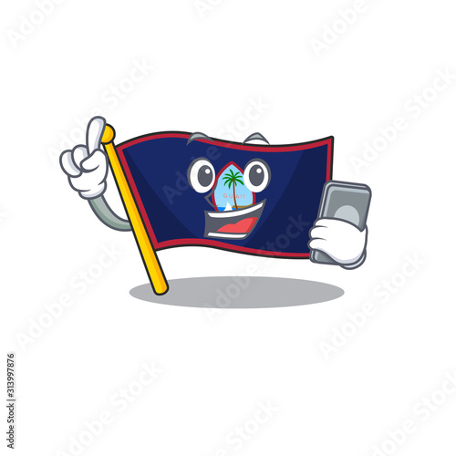 Cartoon design of flag guam speaking on a phone