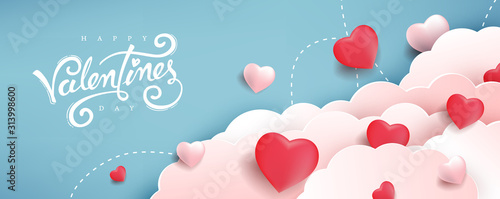 Obraz na plátně Valentines day background with Heart Shaped Balloons