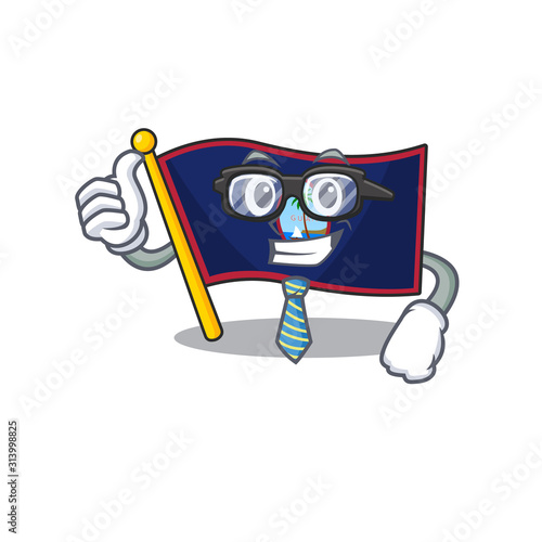 cartoon character of Businessman flag guam wearing glasses