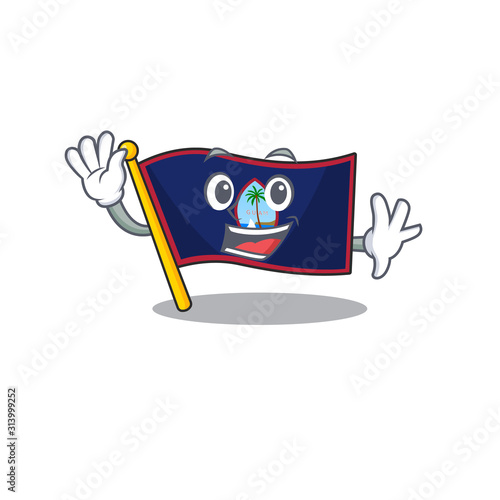Waving friendly flag guam cartoon character design