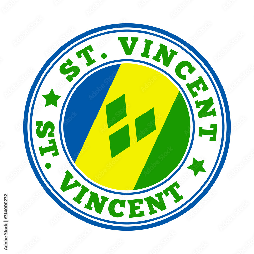St. Vincent sign. Round country logo with flag of St. Vincent. Vector illustration. St. Vincent sign. Round country logo with flag of St. Vincent. Vector illustration.