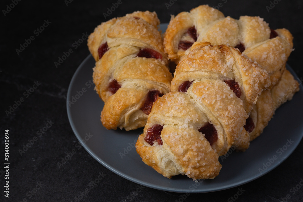 Cherry Danish Pastries with crystallized sugar Cherry Danish Pastries with crystallized sugar
