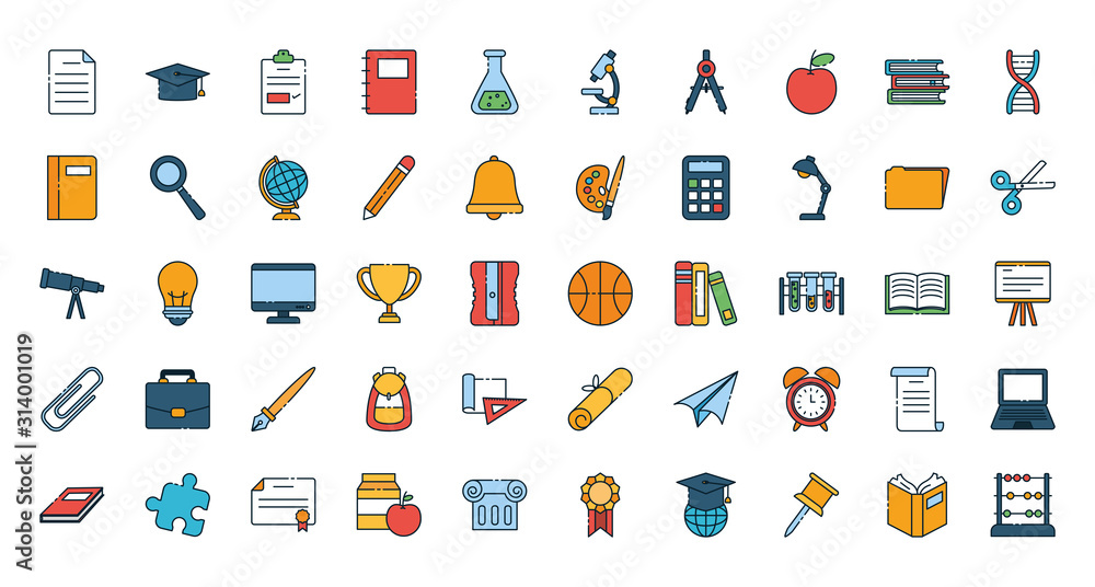 Isolated school icon set vector design Isolated school icon set vector design