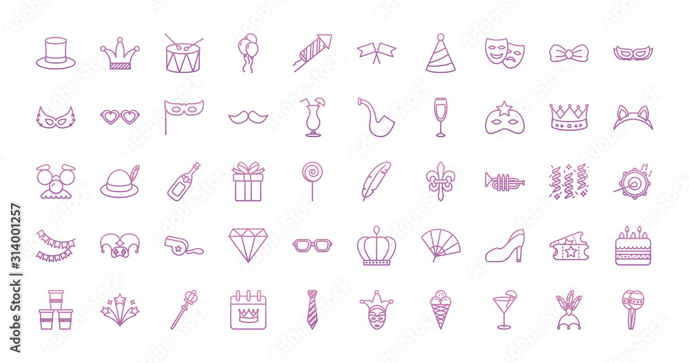 Party and celebration icon set vector design Party and celebration icon set vector design
